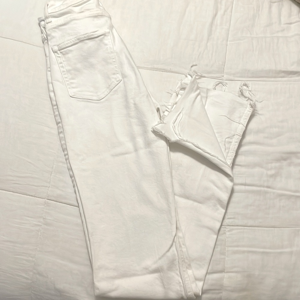 Split hem flare white jeans